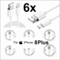 Preview: 6x iPhone 8 Plus Lightning auf USB Kabel 1m Ladekabel